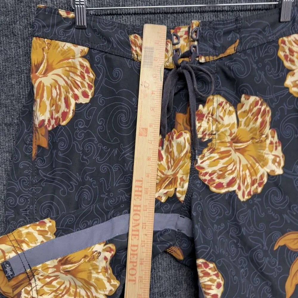 VTG Billabong Board Shorts Mens 34 Floral Hibiscus Swim Trunks 2000s Surf Y2K